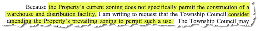 exxon request for zoning change